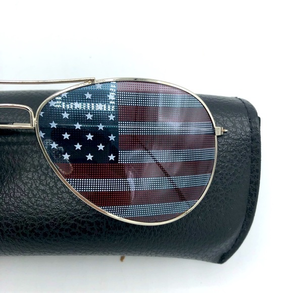 UNISEX FLAG PRINT AVIATOR SUNGLASSES EXCELLENT CONDITION UV PROTECTION. - Picture 3 of 12
